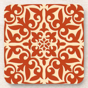 Porta-copo Azulejo marroquino - laranja e pêssego corais