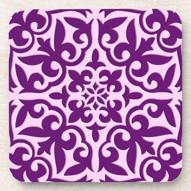 Porta-copo Azulejo marroquino - roxo e orquídea (Frente)