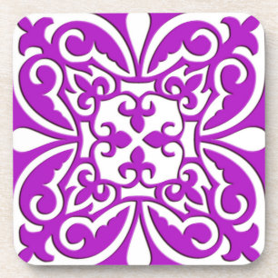 Porta-copo Azulejo marroquino - roxo violeta e branco