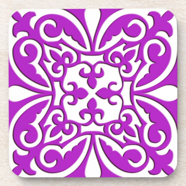 Porta-copo Azulejo marroquino - roxo violeta e branco (Frente)