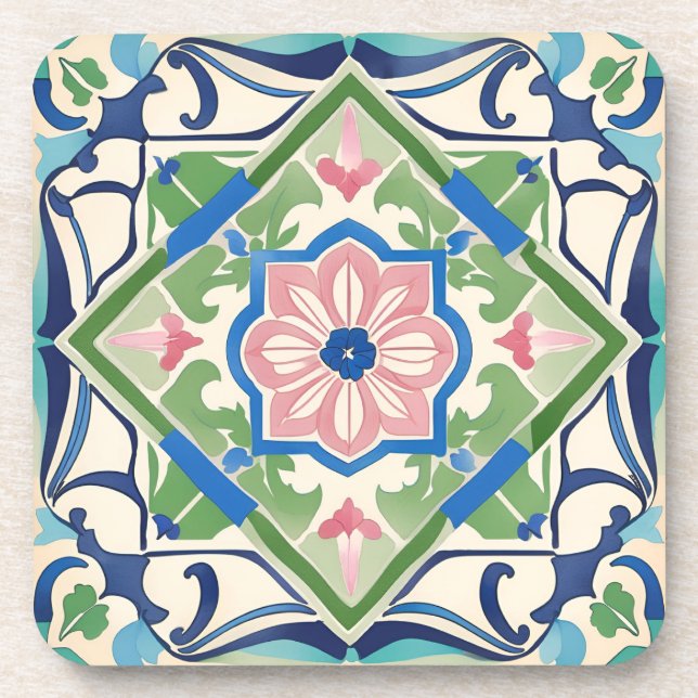 Porta-copo Azulejo rosa e azul (Frente)