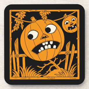 Porta-copo Azulejo Vintage de Jack O'Lantern de Halloween
