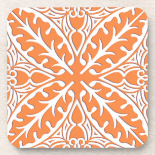 Porta-copo Azulejos marroquinos - cor de laranja e branco