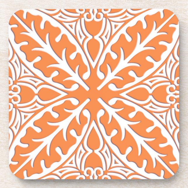 Porta-copo Azulejos marroquinos - cor de laranja e branco (Frente)