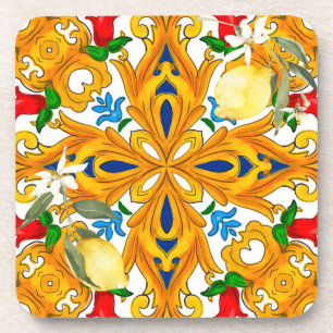 Porta-copo Azulejos sicilianos,majolica,limão,Azulejo cerâmic