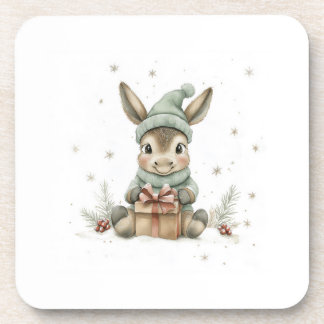 Porta-copo Baby Donkey no inverno Papai Noel dá 4