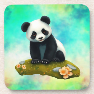 Porta-copo Baby Panda Cheirando as Flores