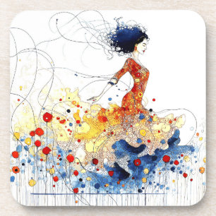 Porta-copo Bailarina de Flamenco em Movimento Multicolorido F