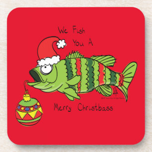 Porta-copo Baixo Natal Engraçado Pesca Peixe Cartoon
