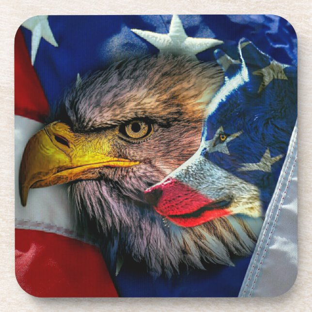 Porta-copo Bald Eagle Wolf American Flag (Frente)