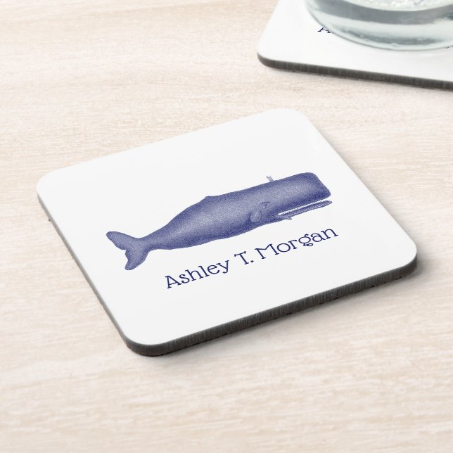 Porta-copo Baleia Estilizada do século XIX #1 N Azul (Left Side)