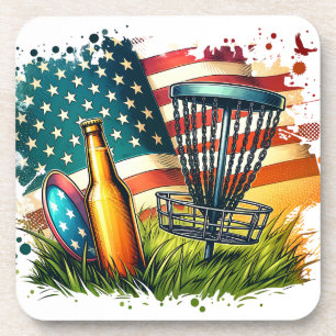 Porta-copo Bandeira Americana de Disc Golf e Cerveja