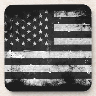 Porta-copo Bandeira americana do Grunge preto e branco