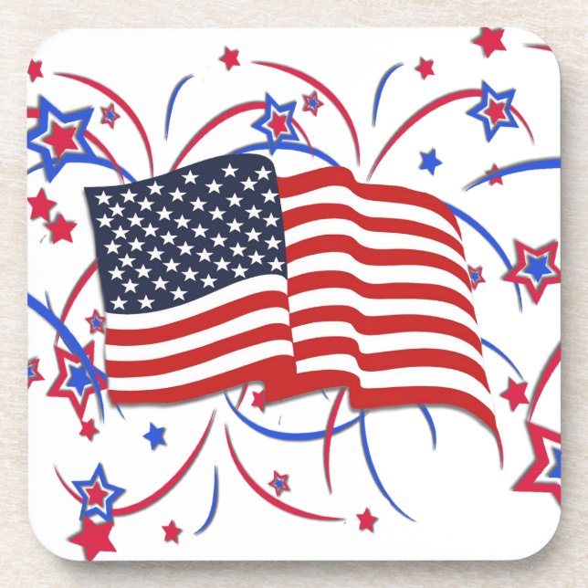 Porta-copo Bandeira Americana e Fogos de Artifício (Frente)