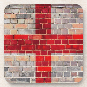 Porta-copo Bandeira da Inglaterra num muro de tijolos