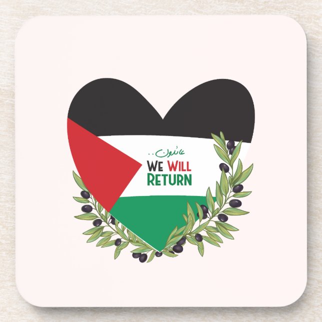 Porta-copo Bandeira da Palestina e Ramos Olivais (Frente)