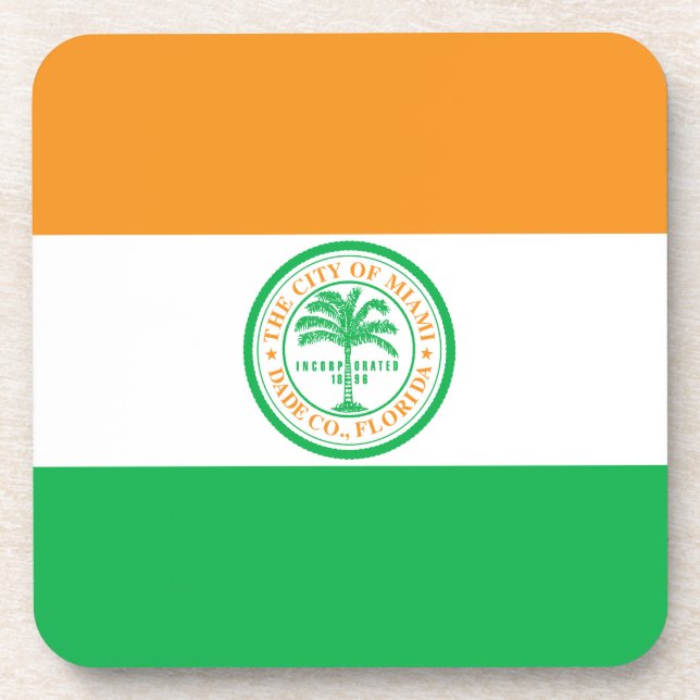 Porta-copo Bandeira de Miami, na Florida Beverage Coaster (Frente)