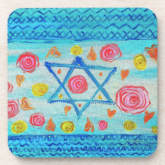 Porta-copo Bandeira israelita baleeira com flores e corações