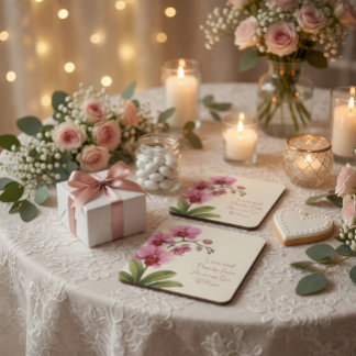 Porta-copo Bandejas de Agradecimento para Casamento Orquídea
