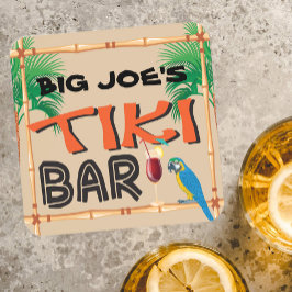 Porta-copo Bar Tiki divertido com nome personalizado