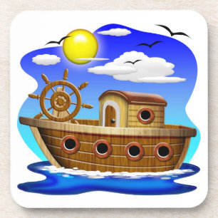 Porta-copo Barco de Pesca Cartoon 