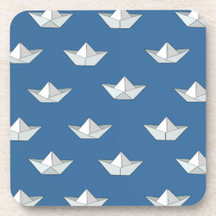 Porta-copo Barcos de Origami no teste padrão da água
