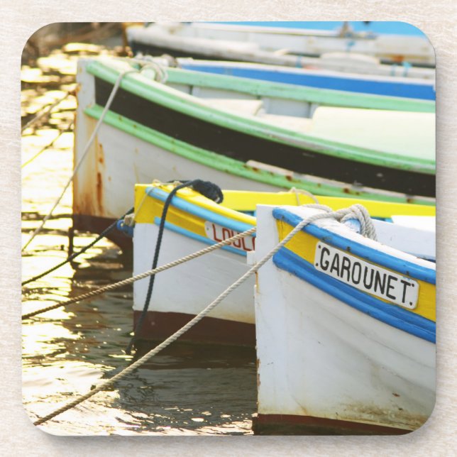 Porta-copo Barcos de pesca provençais típicos pintados em (Frente)