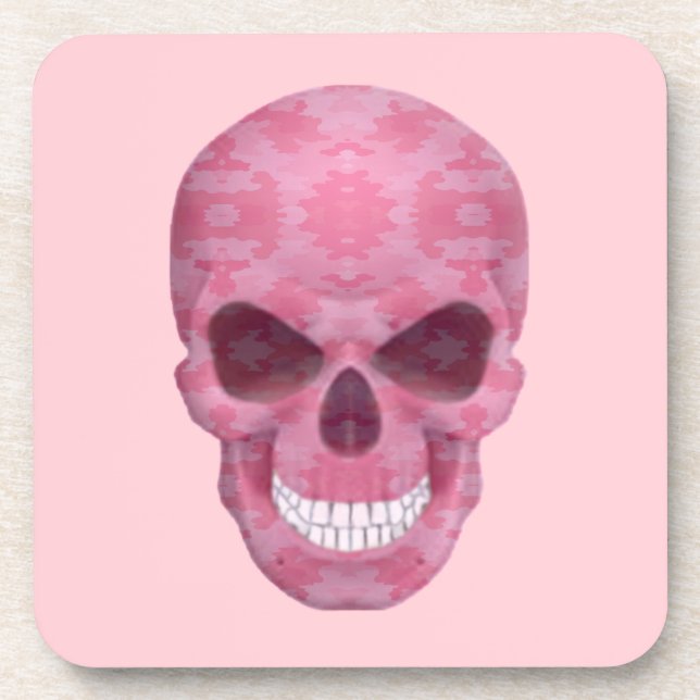 Porta-copo Bases de Camuflagem Rosa com Caveiras (Frente)