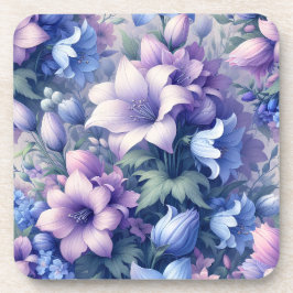 Porta-copo Bases de Cortiça de Plástico Duro com Flores Roxas