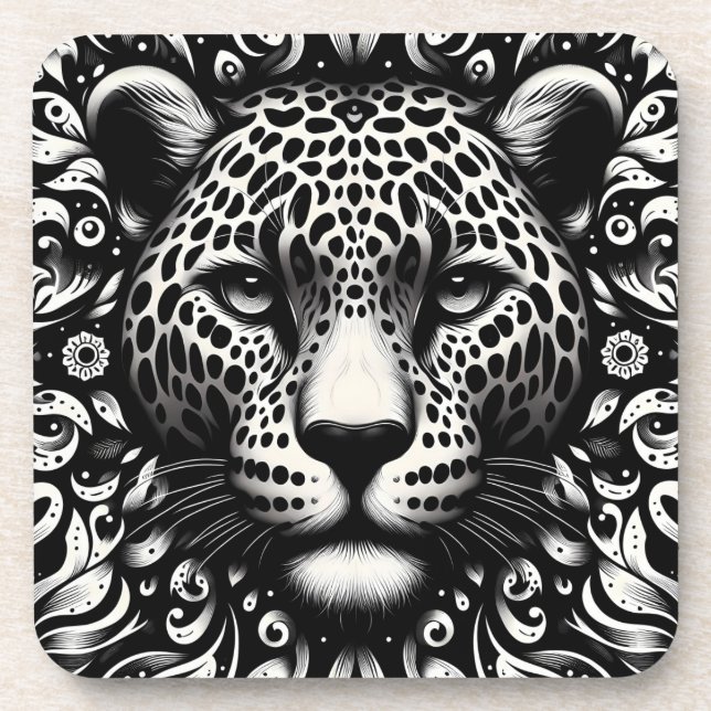 Porta-copo Bases de Plástico Rígido com Face de Leopardo e Ve (Frente)