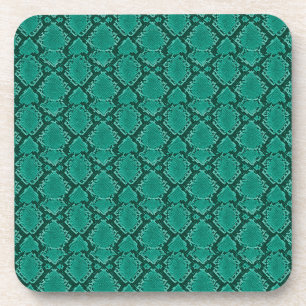 Porta-copo Bases Elegantes com Estampa de Pele de Cobra Verde