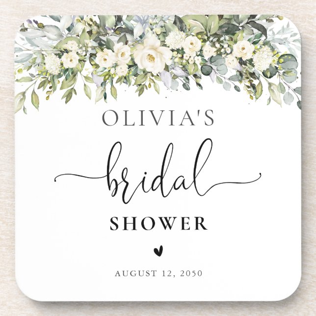 Porta-copo Bases para Chá de Noiva Floral Branco (Frente)