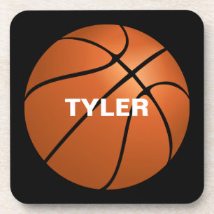 Porta-copo Basquetebol, nome personalizado em branco, preto