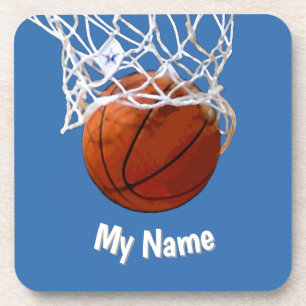 Porta-copo Basquetebol Seu Nome Personalizado Aço Azul Fundo