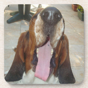 Porta-copo basset hound bocejando