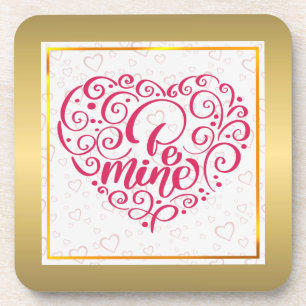 Porta-copo Be Mine" Texto de Vintage: Feliz dia de os namorad