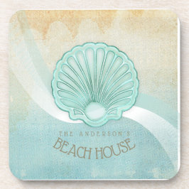 Porta-copo Beach House Clam Shell Aqua Blue ID623