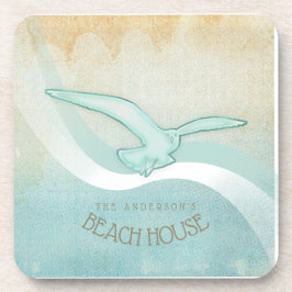 Porta-copo Beach House Seagull Aqua Blue ID623