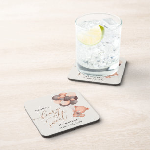 Porta-copo Bebê Urso, Balões Marrons, Primeiro Aniversário