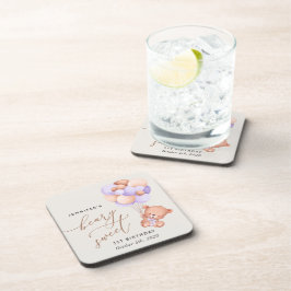 Porta-copo Bebê Urso, Balões Roxos, Primeiro Aniversário