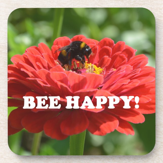 Porta-copo Bee Happy Red Flower (Frente)