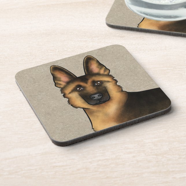 Porta-copo Beige Da Cabeça De Cachorro, German shepherd E Neg (Left Side)