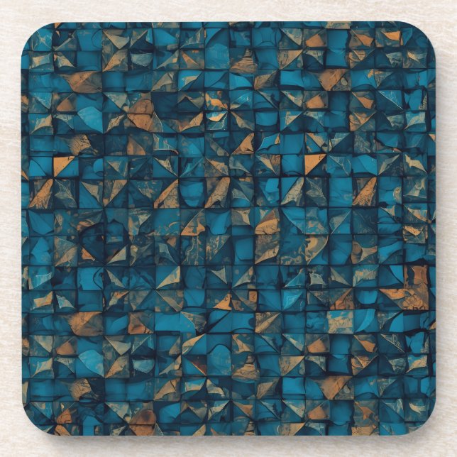 Porta-copo Bela Aparência de Patchwork em Teal Escuro (Frente)