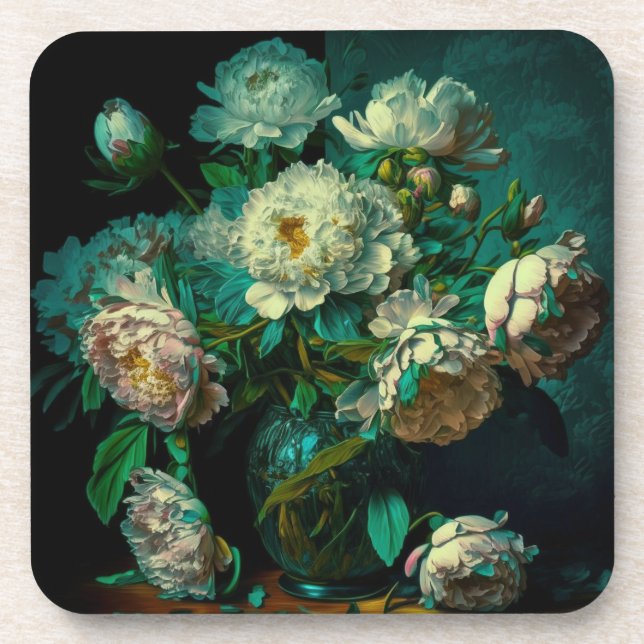 Porta-copo Bela Caldeira de Peony Flowers Coaster (Frente)