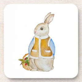 Porta-copo Bela lebre de Natal com uma cesta com farelo de sp