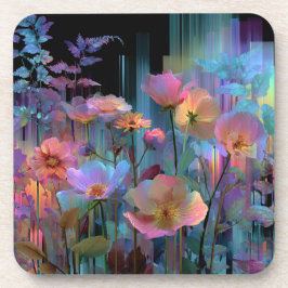 Porta-copo Belas flores de arte em néon