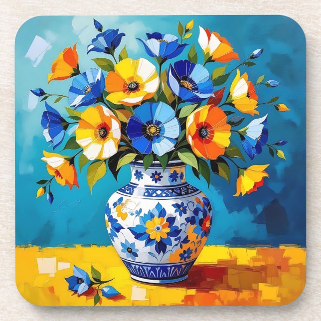 Porta-copo Belíssimo Vaso de Flores  (Frente)
