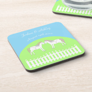 Porta-copo Belo Casamento de Cavalos Brancos Personalizado