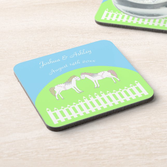 Porta-copo Belo Casamento de Cavalos Brancos Personalizado (Left Side)