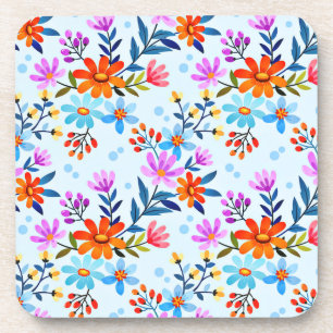 Porta-copo Belo Padrão de Flores e Folhas